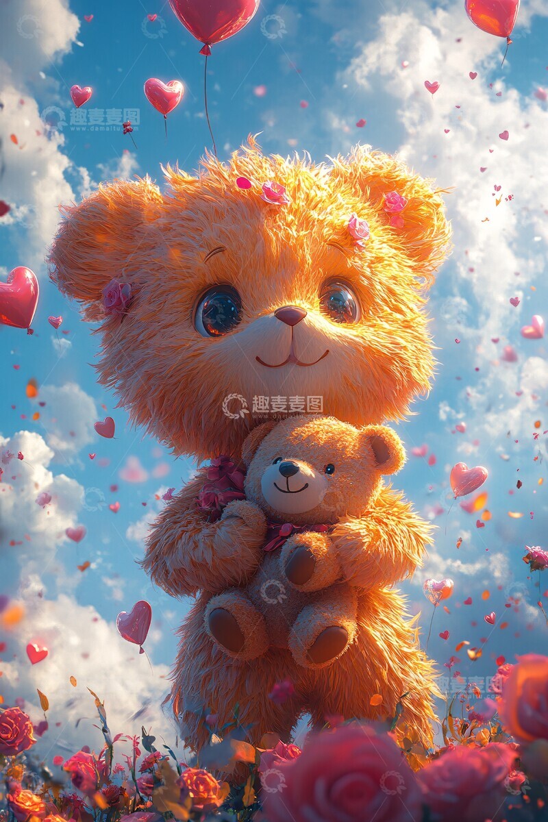 高清大图下载【趣麦麦图】玫瑰云朵情人节