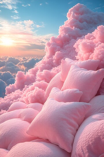 粉云抱枕飘天空
