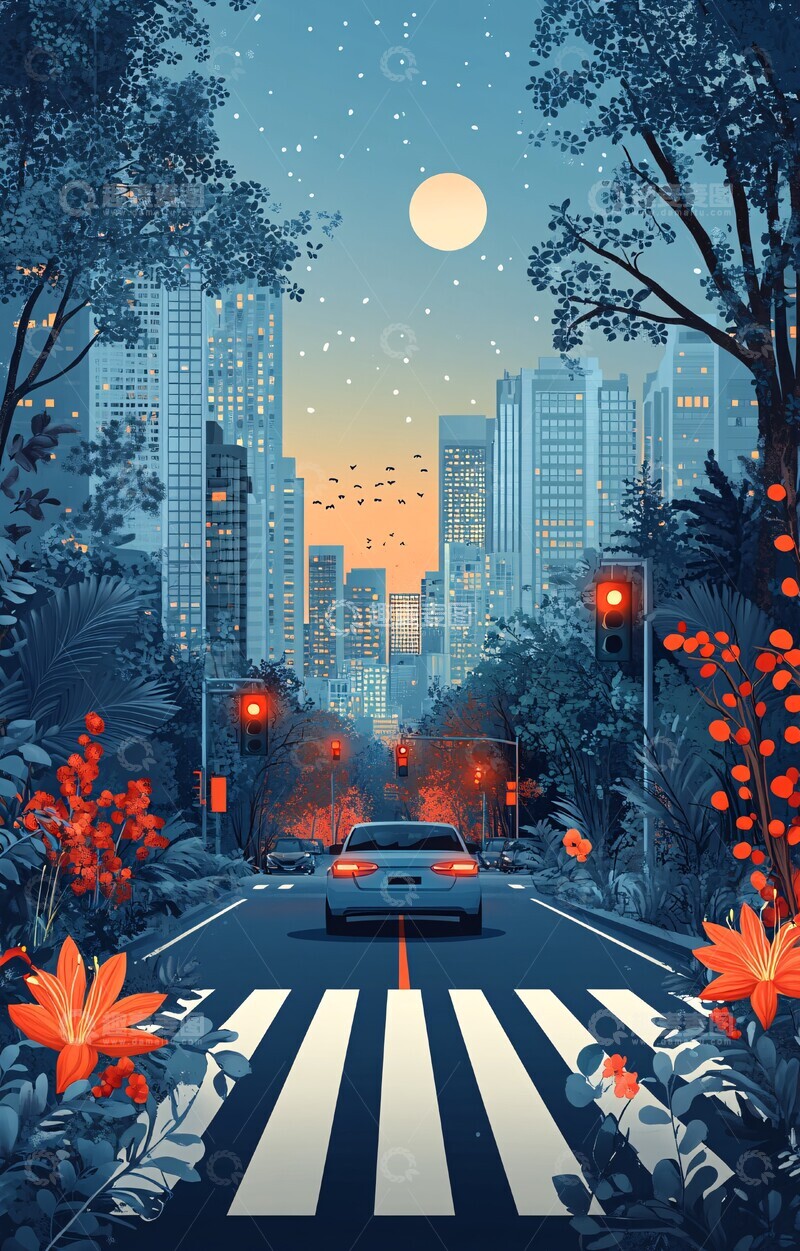 高清大图下载【趣麦麦图】城市街头交通景象