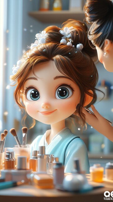 女孩化妆场景