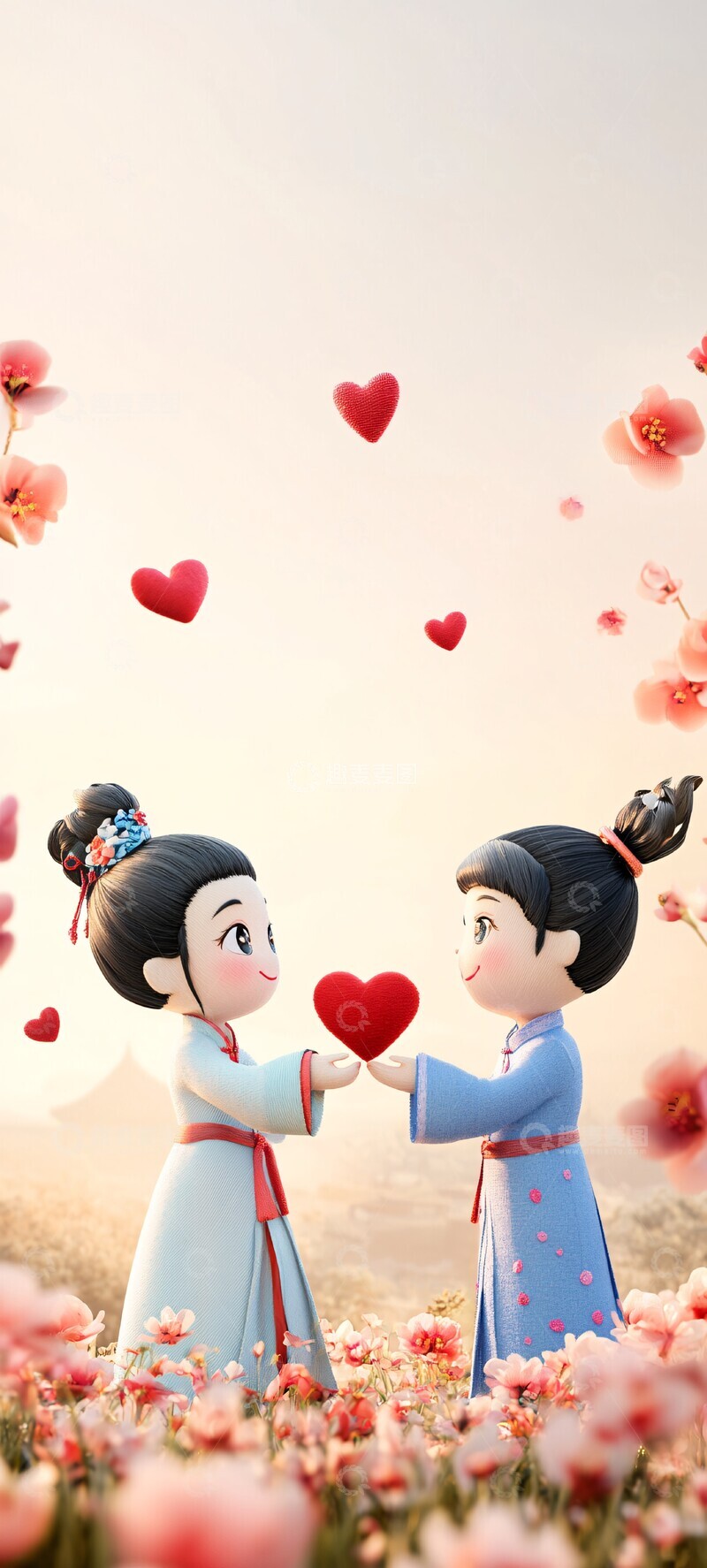 高清大图下载【趣麦麦图】传统情侣牵手礼