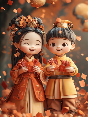 儿童放鞭炮儿童鞭炮红包