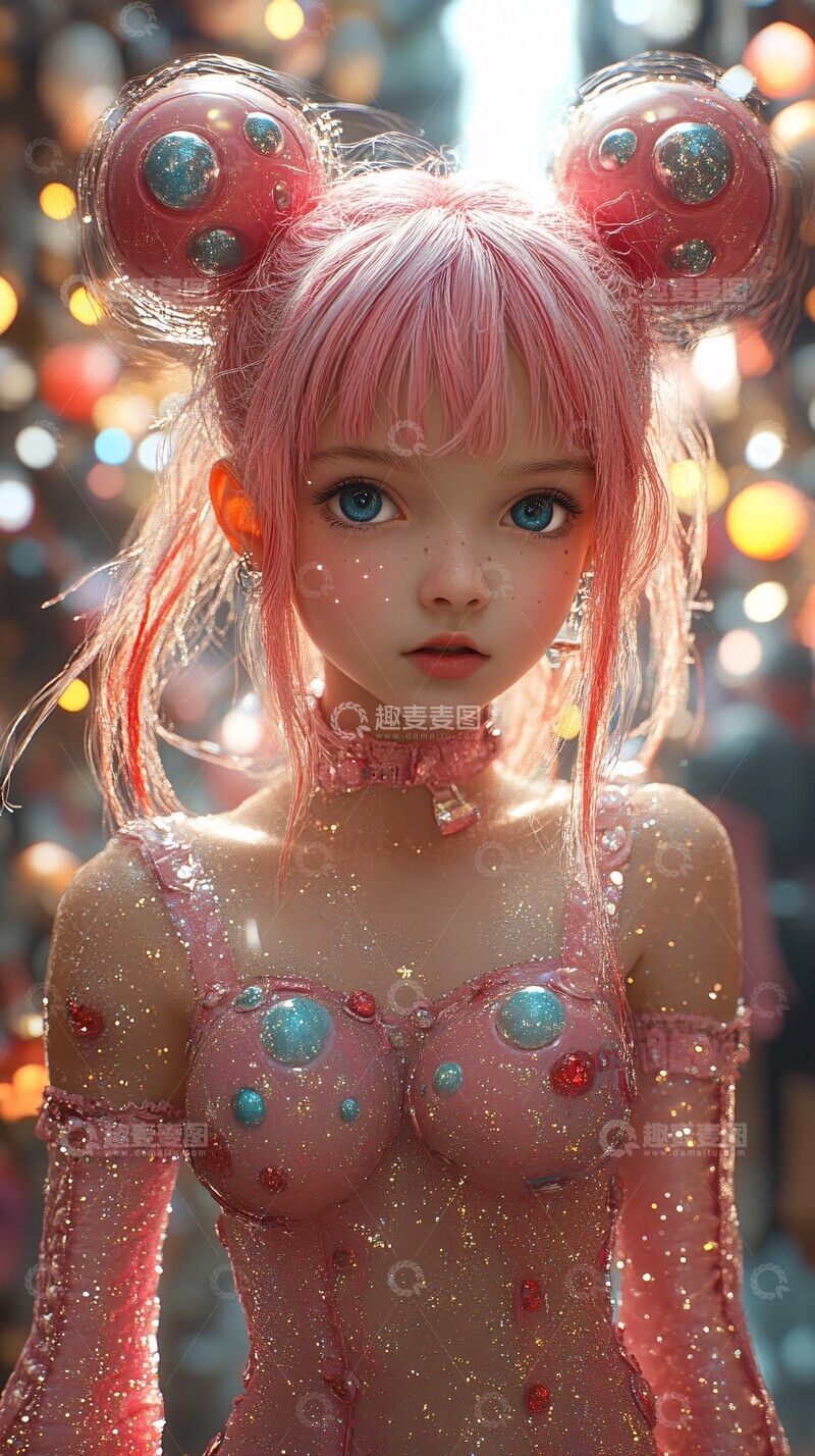 高清大图下载【趣麦麦图】小女孩卡通风格1