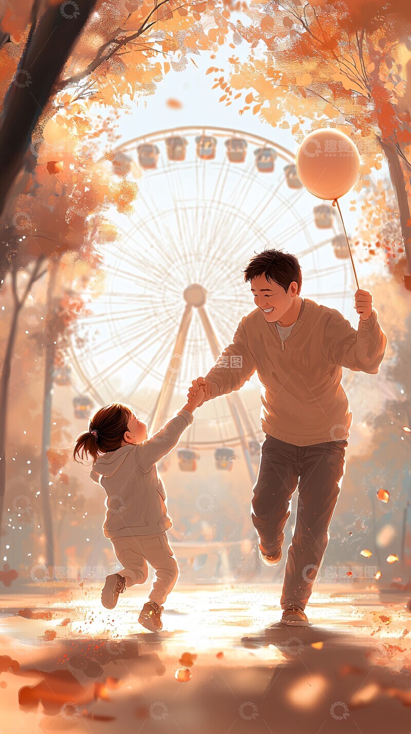 高清大图下载【趣麦麦图】父子游乐场欢聚