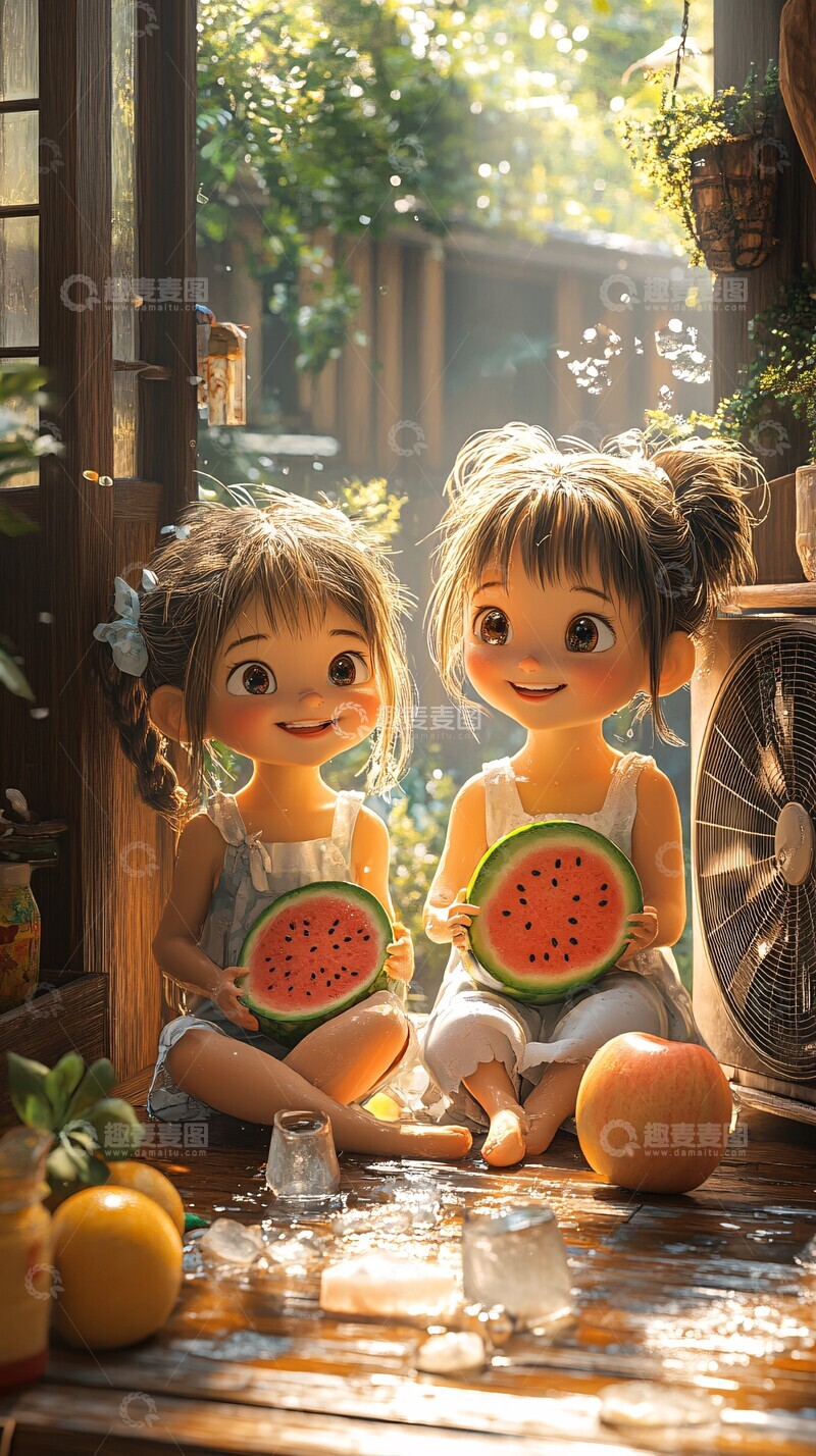 高清大图下载【趣麦麦图】西瓜与水果的夏日