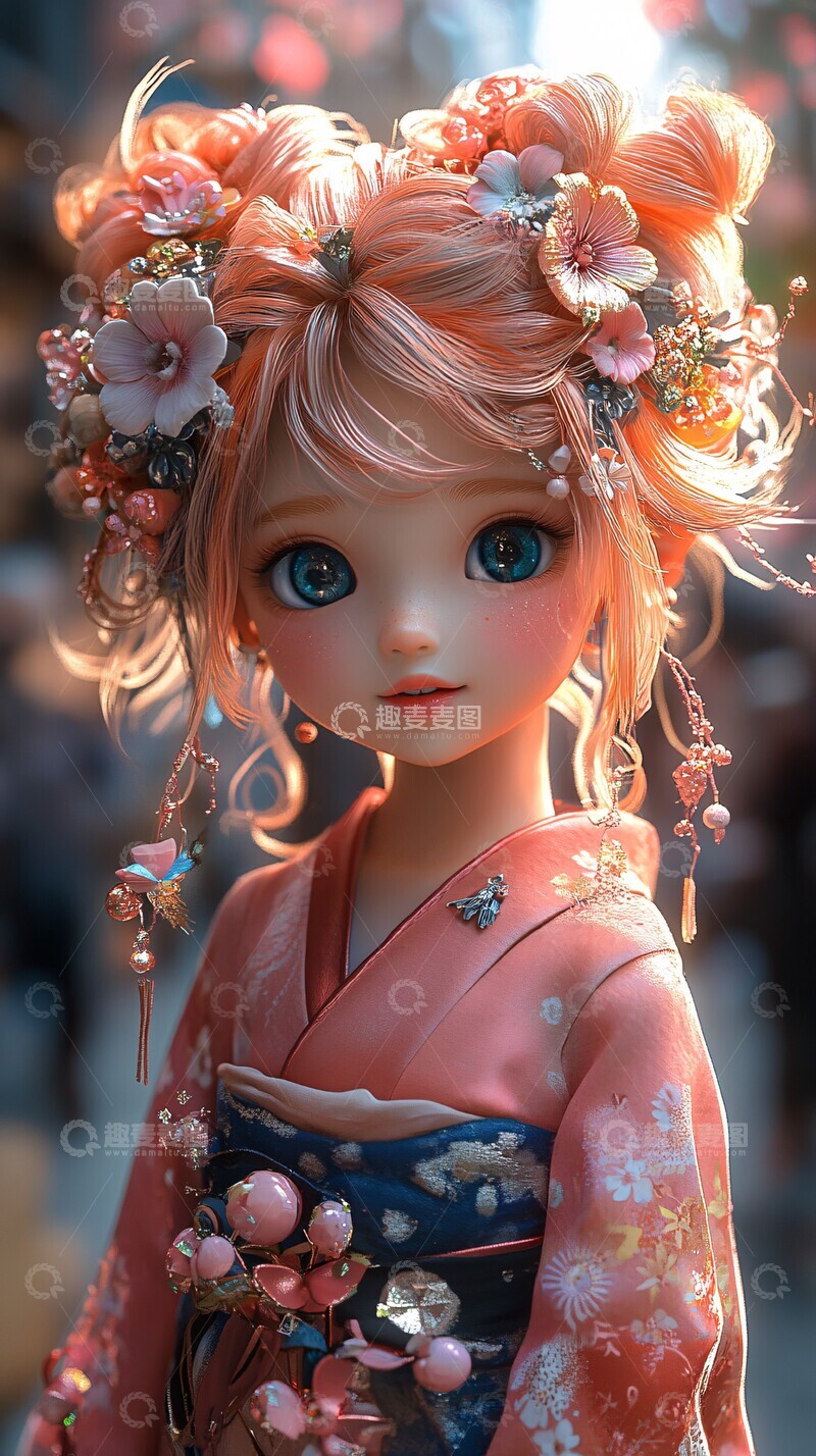 高清大图下载【趣麦麦图】小女孩卡通风格