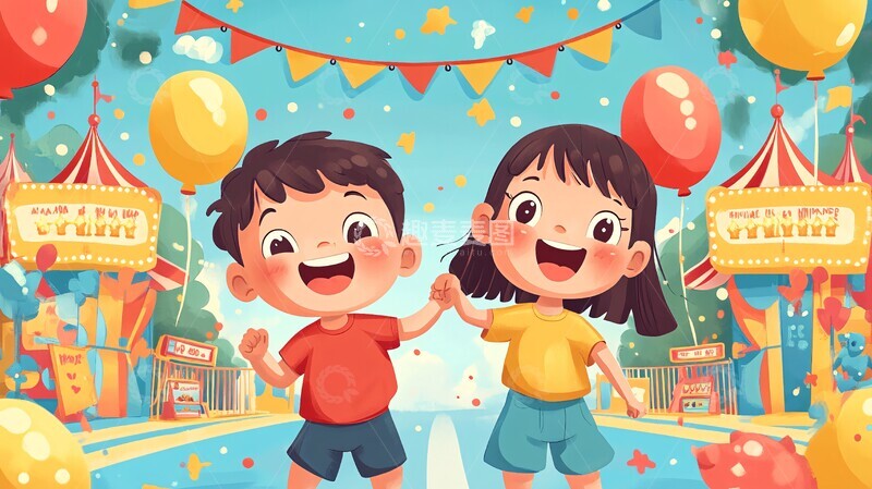 高清大图下载【趣麦麦图】游乐园入口场景
