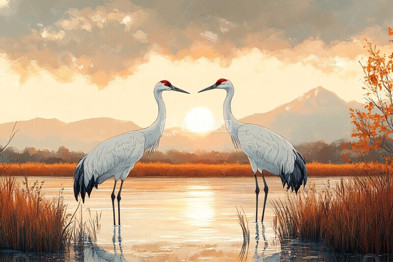 高清大图下载【趣麦麦图】双拾水稻水稻落日田野1