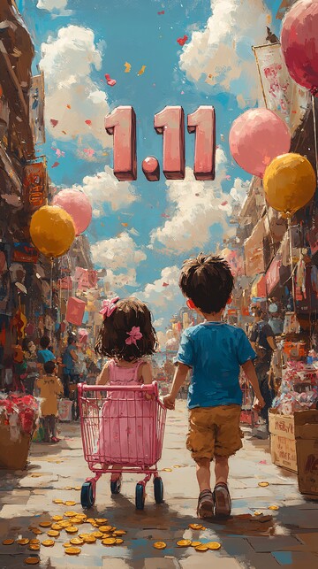 儿童购物节庆场景