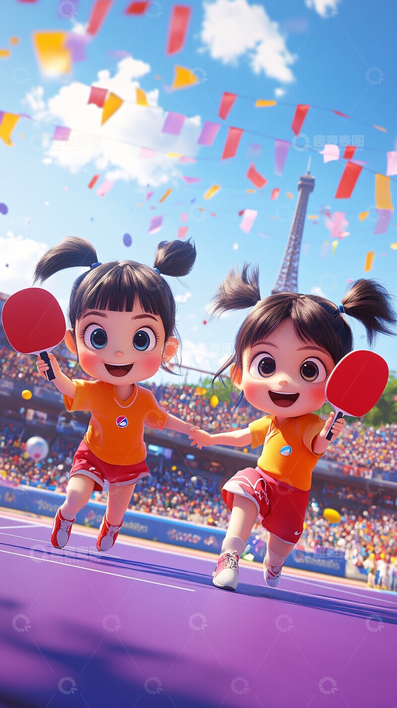 高清大图下载【趣麦麦图】乒乓球比赛场景