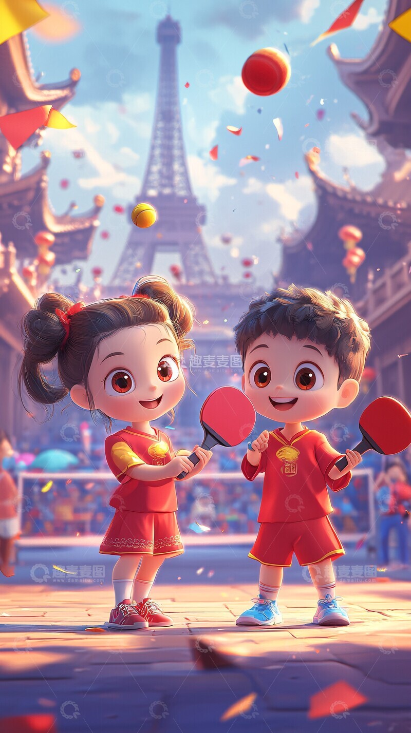 高清大图下载【趣麦麦图】乒乓球比赛场景1
