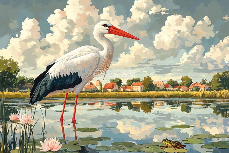 高清大图下载【趣麦麦图】送子鸟含青蛙图1