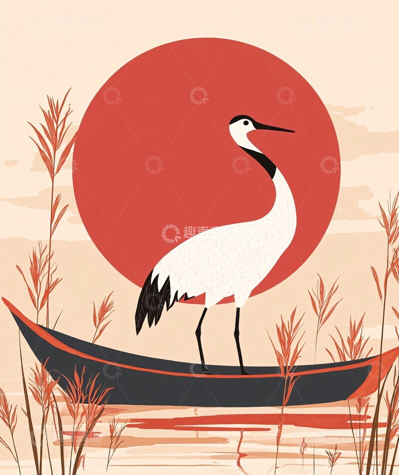 高清大图下载【趣麦麦图】白鹤立舟白鹤立舟中国