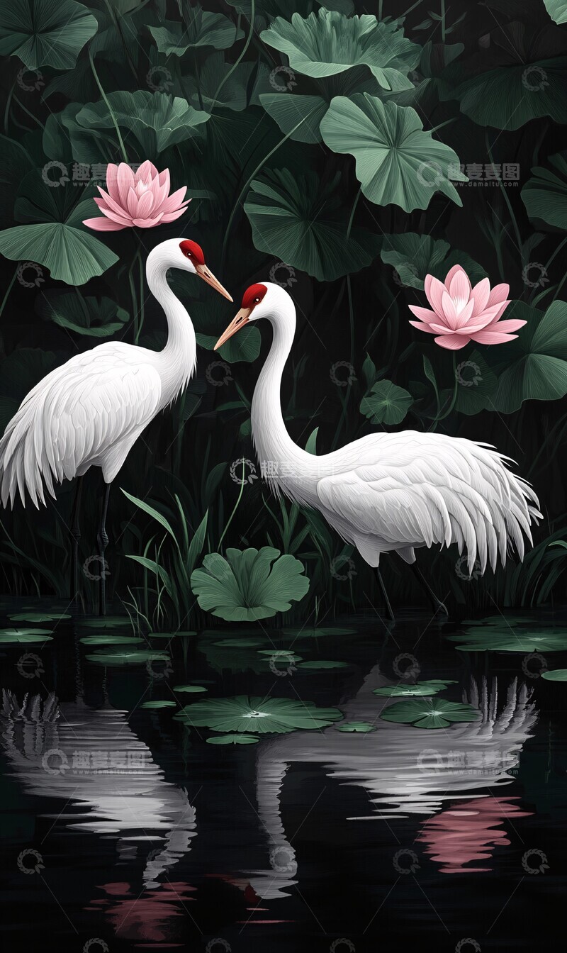 高清大图下载【趣麦麦图】-白鹤湿地翠绿画面