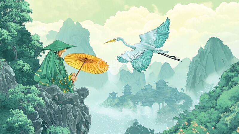 高清大图下载【趣麦麦图】溪山前白鹭飞桃水鳜鱼肥