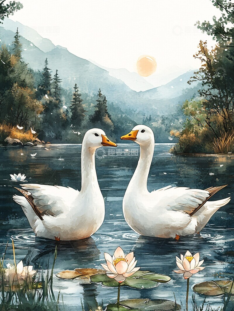 高清大图下载【趣麦麦图】白鹅莲池白鹅莲池湖泊1