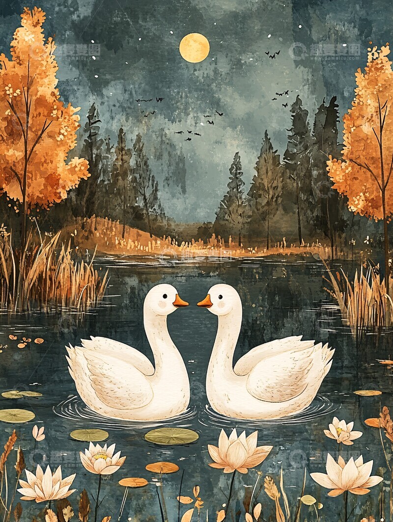 高清大图下载【趣麦麦图】白鹅莲池白鹅莲池湖泊3