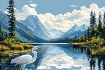 湖山鹭影前景背景场景3