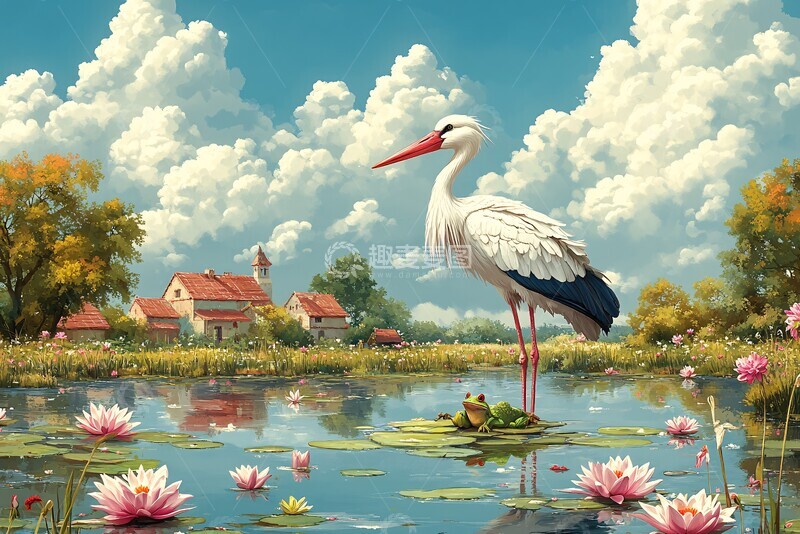 高清大图下载【趣麦麦图】送子鸟含青蛙图2