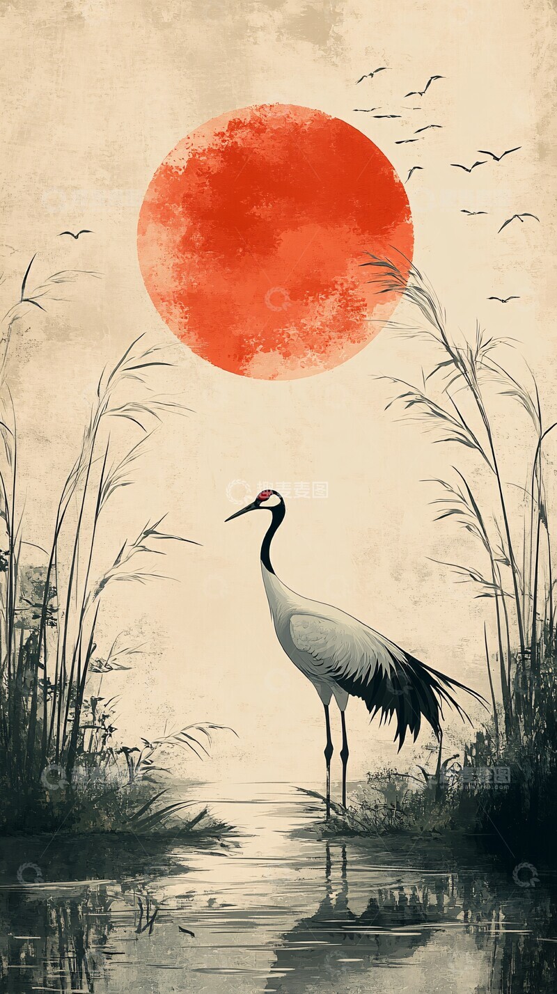 高清大图下载【趣麦麦图】优雅白鹭滑水图2