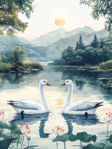 白鹅莲池白鹅莲池湖泊2