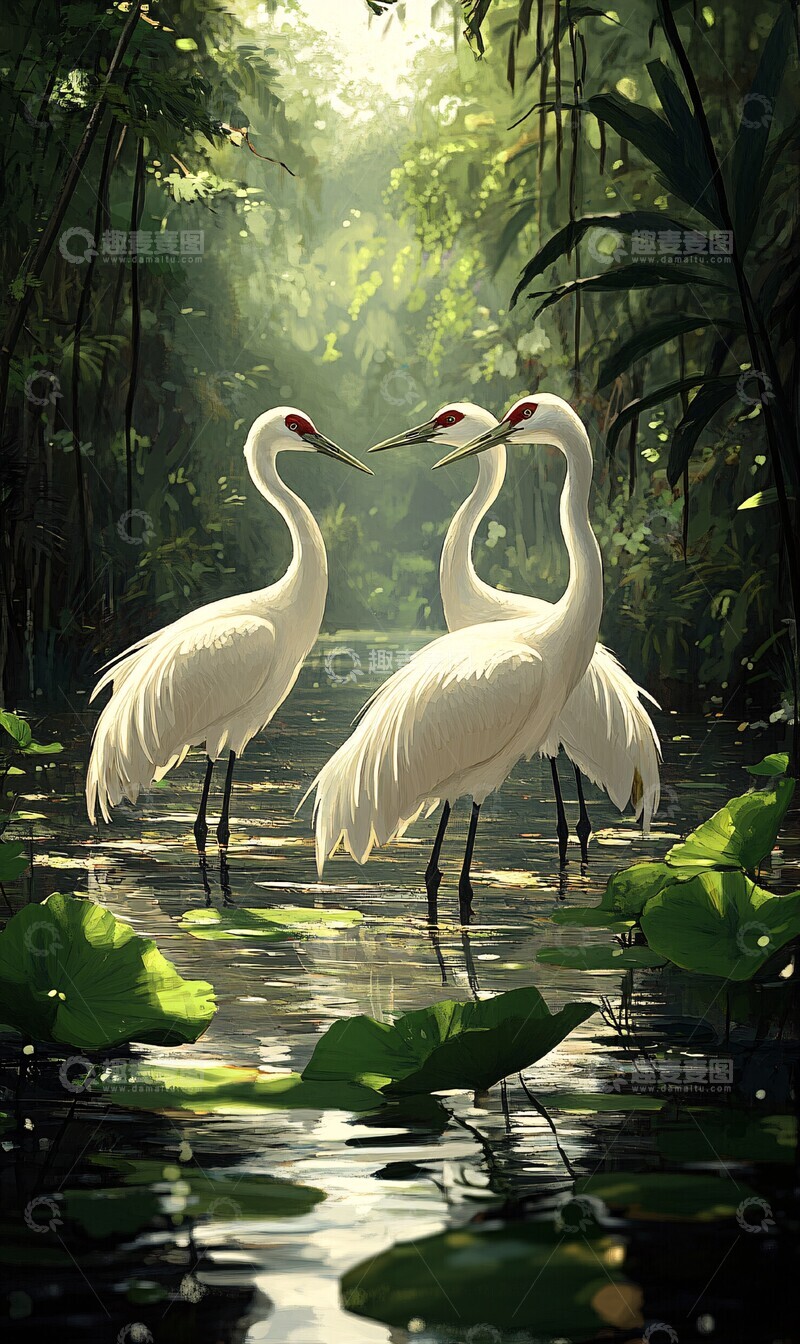 高清大图下载【趣麦麦图】-白鹤湿地翠绿画面1