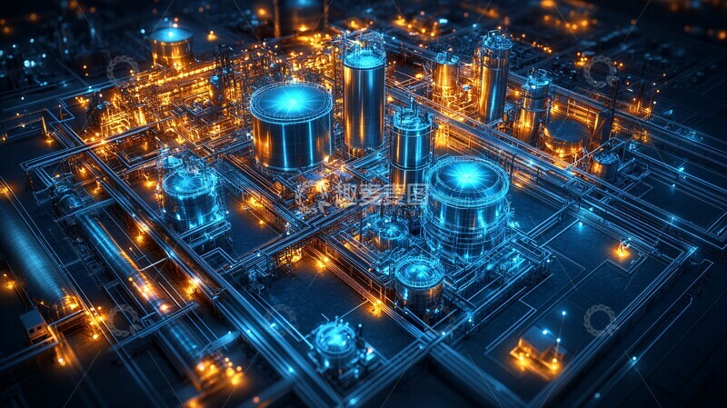 高清大图下载【趣麦麦图】石化装置蓝光渲染图1