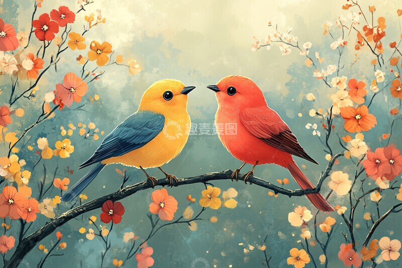 高清大图下载【趣麦麦图】鸟兽彩色卡通图