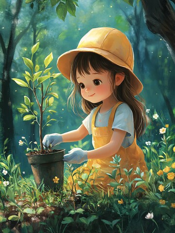 小女孩种树小女孩种树公园1