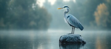 苍鹭坐石图苍鹭石头森林2