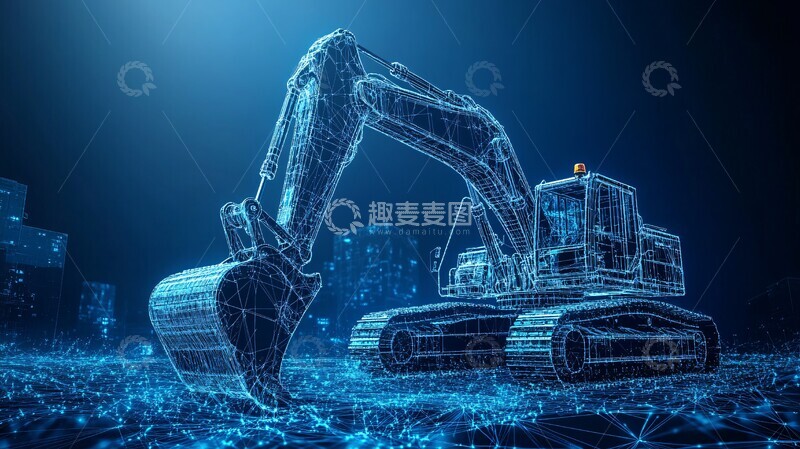 高清大图下载【趣麦麦图】建筑机械蓝线轮廓