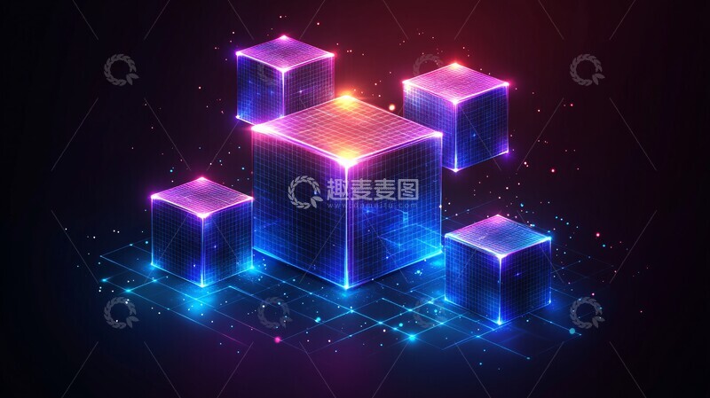 高清大图下载【趣麦麦图】蓝色立方体结构1