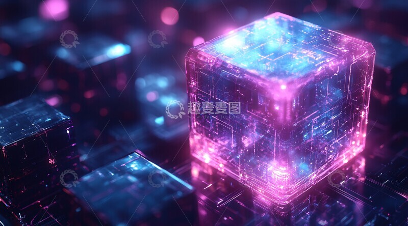 高清大图下载【趣麦麦图】蓝色紫色立方体2