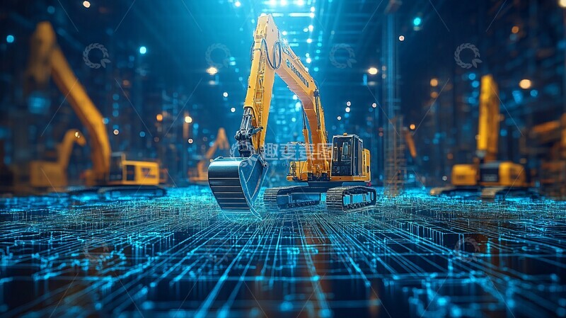 高清大图下载【趣麦麦图】建筑机械蓝线轮廓2