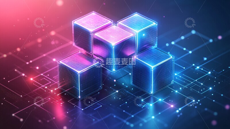 高清大图下载【趣麦麦图】蓝色立方体结构2