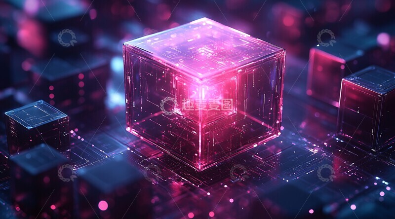 高清大图下载【趣麦麦图】蓝色紫色立方体1