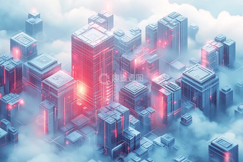 高清大图下载【趣麦麦图】数据块与塔数据科技背景1