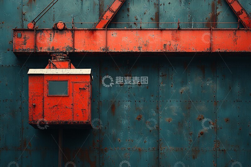 高清大图下载【趣麦麦图】红色蓝色起重机2