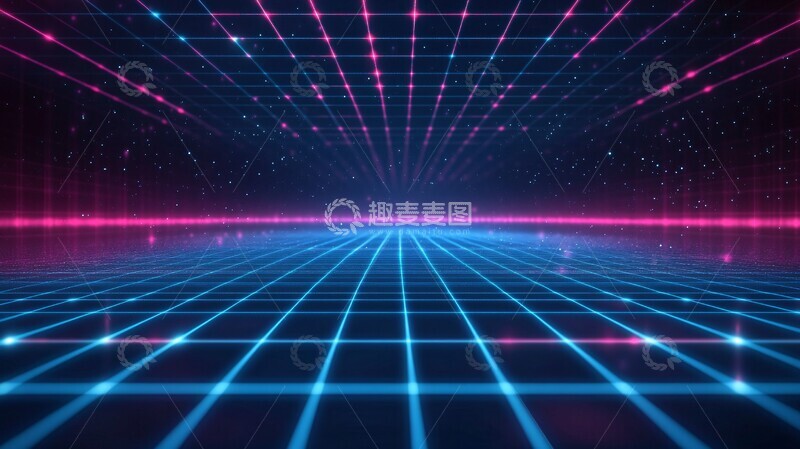 高清大图下载【趣麦麦图】-蓝色光影网格背景