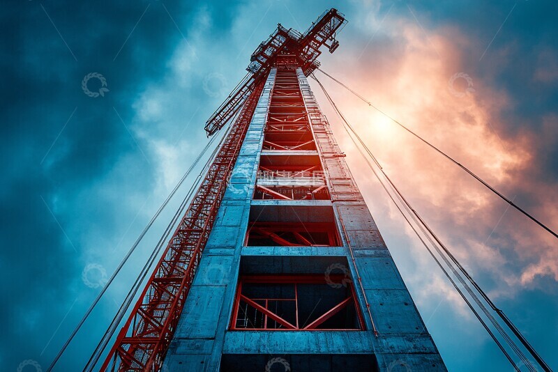 高清大图下载【趣麦麦图】红色蓝色起重机