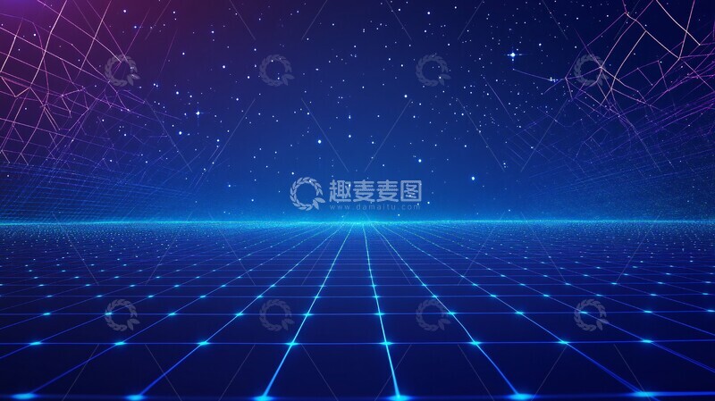高清大图下载【趣麦麦图】蓝色光影网格背景3