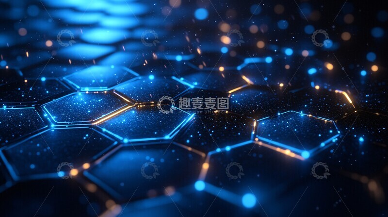 高清大图下载【趣麦麦图】蓝色六边形背景1