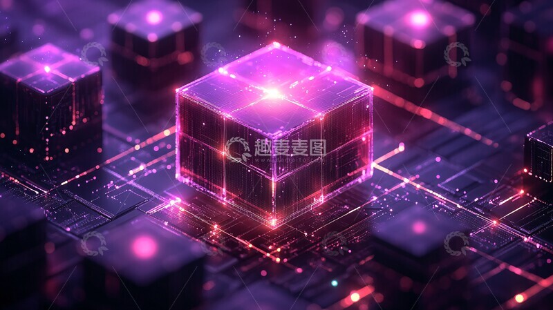 高清大图下载【趣麦麦图】区块链方块连接图