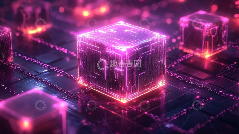 高清大图下载【趣麦麦图】区块链方块连接图1