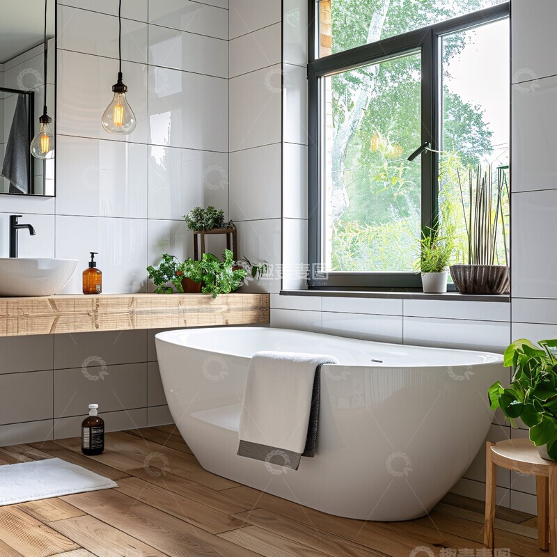 高清大图下载【趣麦麦图】白色浴室矩形瓷砖1