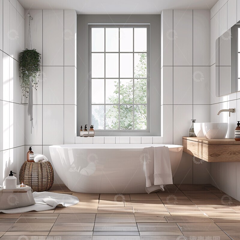 高清大图下载【趣麦麦图】白色浴室矩形瓷砖