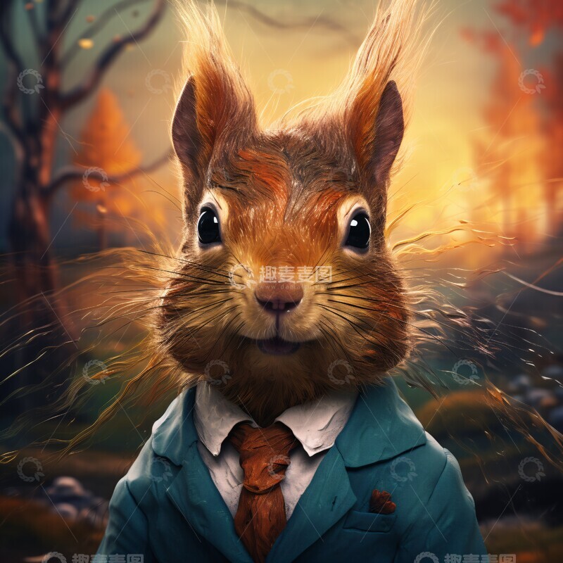 高清大图下载【趣麦麦图】松鼠与星空松鼠星空艺术