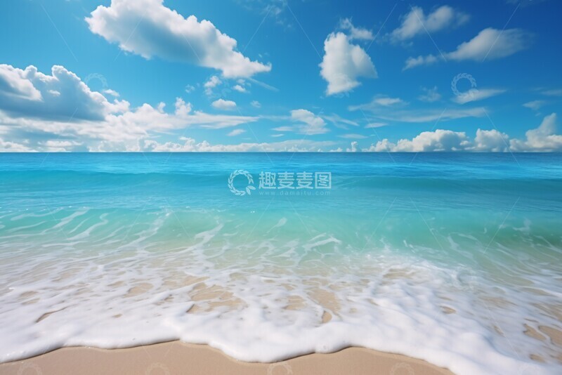 高清大图下载【趣麦麦图】沙滩波浪海洋天空