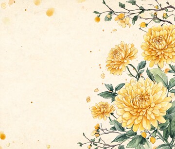 黄色菊花水彩画3