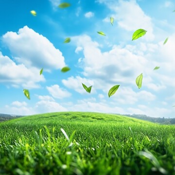 青草山坡蓝天白云1